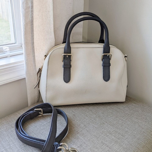 Kate Spade Felix Satchel Leather Bag Cream Black - Picture 4 of 16